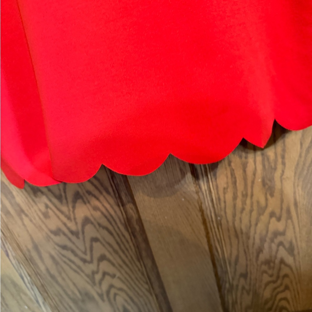 Vibrant Scarlet Scalloped Mini Dress - Picture 2 of 4